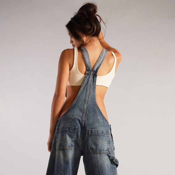 Quality Zipper Denim Loose Jumpsuit Jeans Pants For Women - Image 5