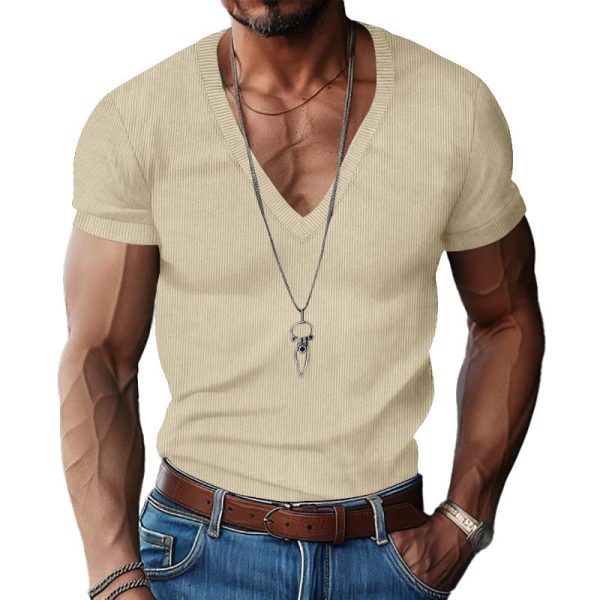 Quality V-neck Slim Fit T-shirt For Men - Image 2