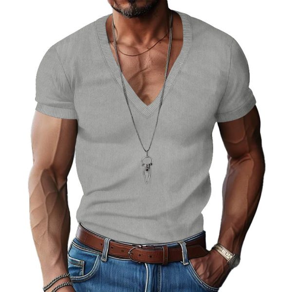 Quality V-neck Slim Fit T-shirt For Men - Image 6