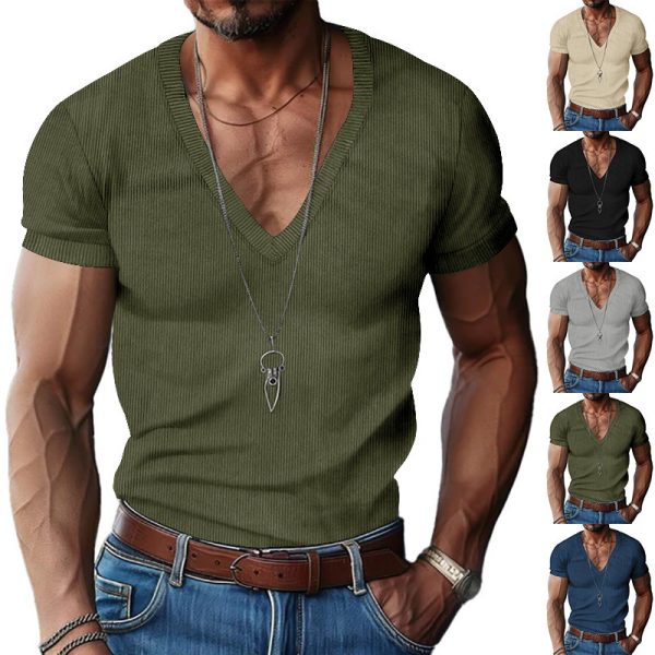 Quality V-neck Slim Fit T-shirt For Men