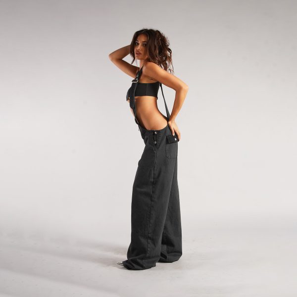 Quality Zipper Denim Loose Jumpsuit Jeans Pants For Women - Image 10