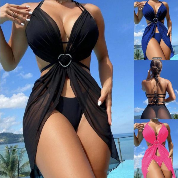 Quality 3pcs Halter Neck Bikini Beach Summer Split Swimsuit For Women