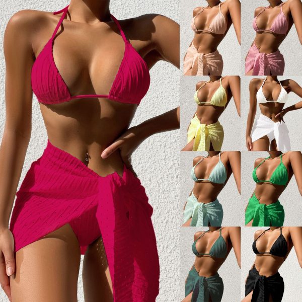 Quality 3pcs Halterneck Swimsuit Set Beach Sexy Backless Bikini For Women.