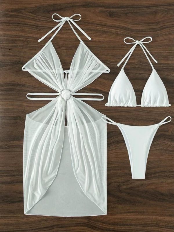 Quality 3pcs Halter Neck Bikini Beach Summer Split Swimsuit For Women - Image 9