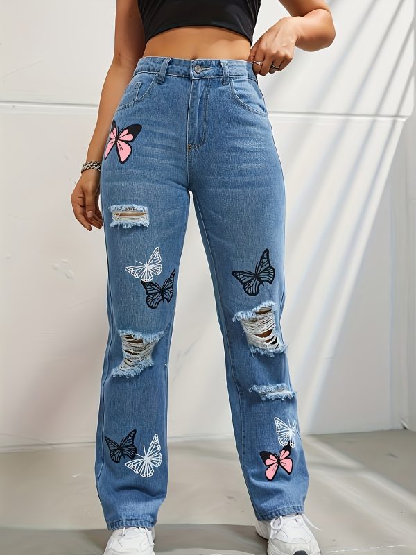 Quality Straight Ripped Denim Jean Pants For Women. - Image 6